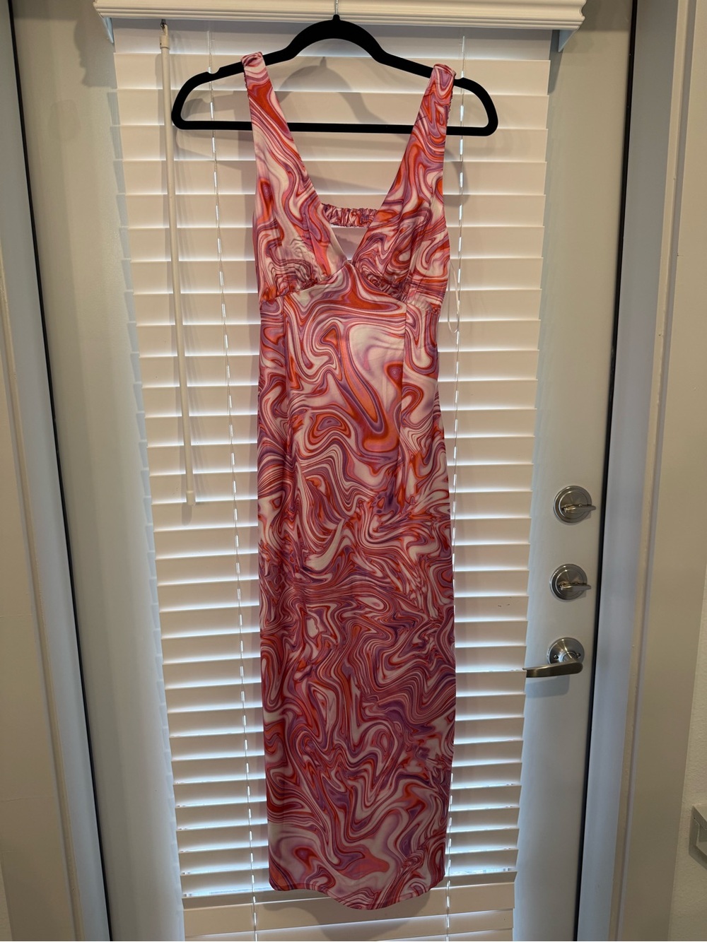 Princess Polly Pink and Red Swirl V-Neck Maxi Dress